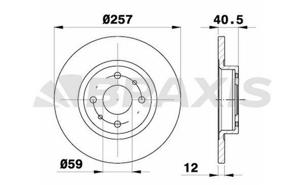 BRAXIS AE0012: Bremseskive Ø: 257mm, fuldstændigt