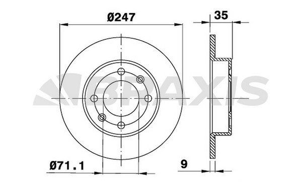 BRAXIS AE0072: Brzdový kotouč R: 247mm, plný