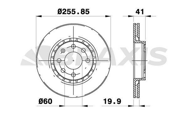 BRAXIS AE0206: Brzdový kotouč R: 255,8mm, větráno