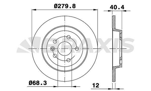 BRAXIS AE0318: Stabdžių diskas Ø: 279,8mm, visiškai