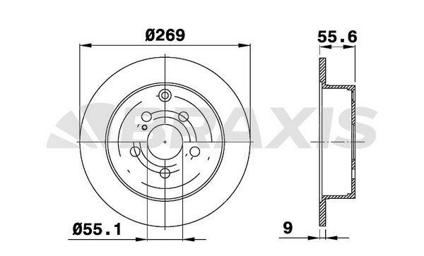 BRAXIS AE0380: Brzdový kotouč R: 268,6mm, plný