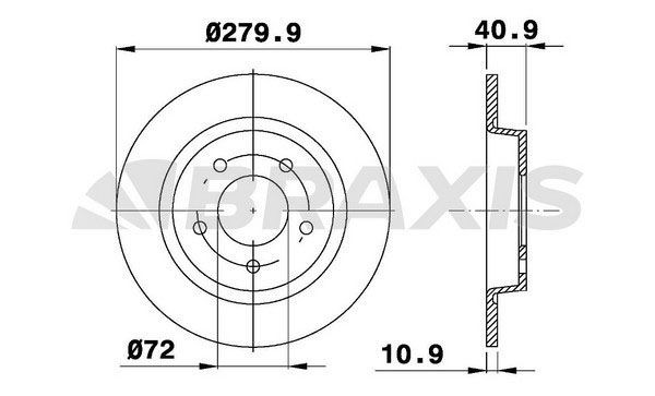 BRAXIS AE0391: Δισκόπλακα Ø: 279,9mm, πλήρες