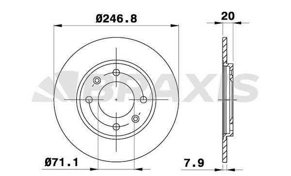 BRAXIS AE0649: Bremseskive Ø: 246,8mm, fuldstændigt