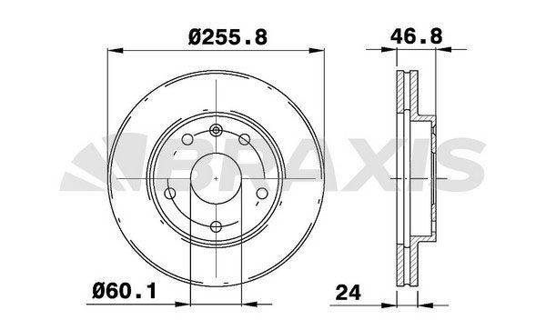 BRAXIS AE0658: Bremseskive Ø: 255,8mm, ventileret