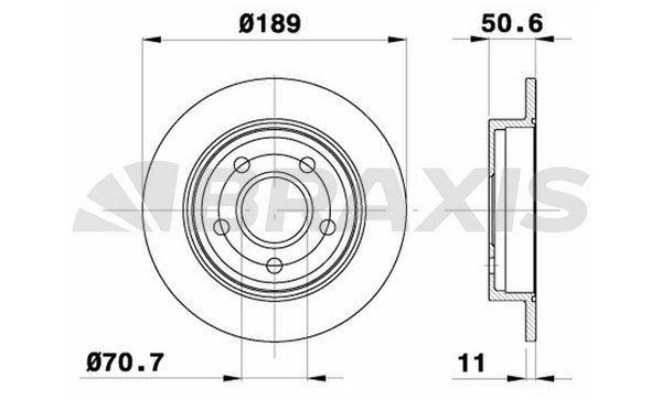 BRAXIS AE0671: Bremseskive Ø: 278mm, fuldstændigt