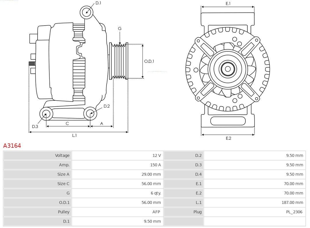 AS-PL AS0041: Staattori Brand new AS-PL Alternator A13N133