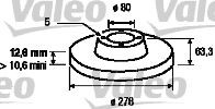VALEO 186180: Piduriketas Esisild, Ø: 278mm, täis, Ø: 278mm