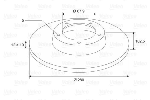 VALEO 186713: Piduriketas Tagasild, Ø: 280mm, täis, Ø: 280mm, ilma integreeritud rattalaagrita