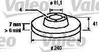 VALEO 186846: Piduriketas Tagasild, Ø: 240mm, täis, Ø: 240mm
