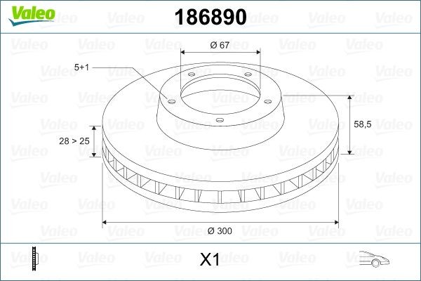 VALEO 186890: Piduriketas Esisild, Ø: 300mm, õhutusega, Ø: 300mm