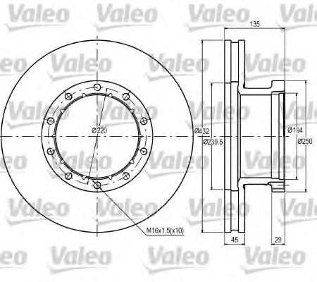 VALEO 187054: Piduriketas Esisild, Ø: 432mm, õhutusega, Ø: 432mm