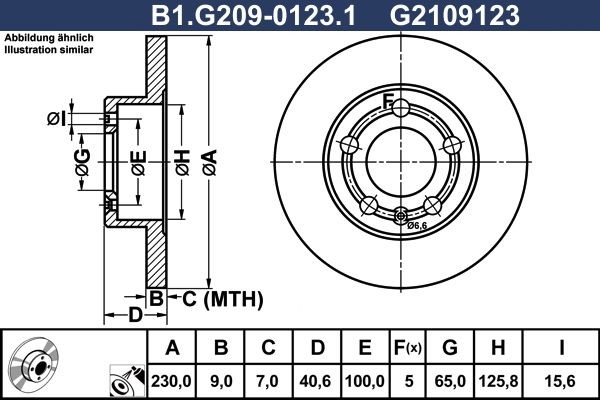 GALFER B1.G209-0123.1: Bremsscheibe Ø: 230,0mm, voll, Ø: 230,0mm, beschichtet, mit Schrauben