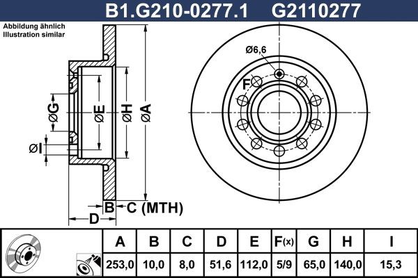 GALFER B1.G210-0277.1: Piduriketas Ø: 253,0mm, täis, Ø: 253,0mm, kaetud, koos kruvidega