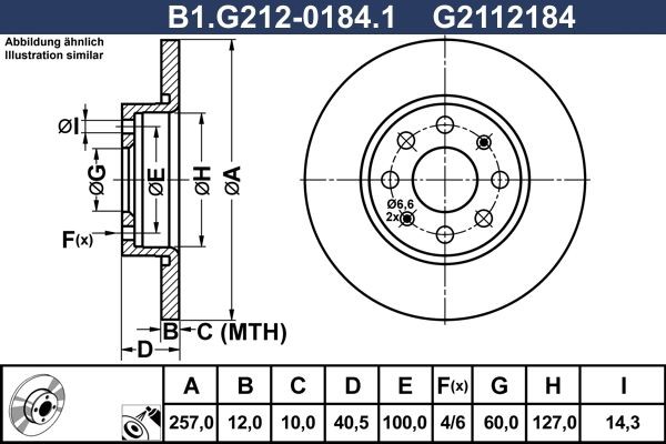 GALFER B1.G212-0184.1: Bremseskive Ø: 257,0mm, fuldstændigt, Ø: 257,0mm, coatet