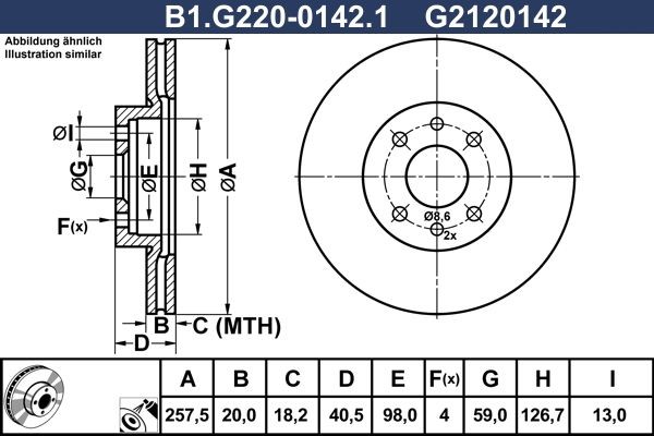 GALFER B1.G220-0142.1: Piduriketas Ø: 257,5mm, õhutusega, Ø: 257,5mm, kaetud