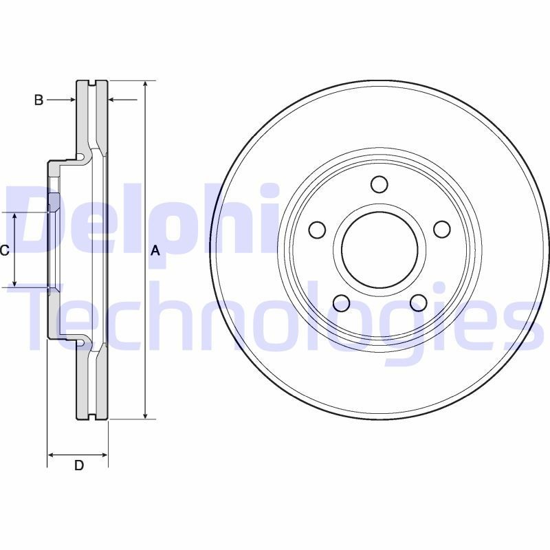 DELPHI BG3868-C: Piduriketas Ø: 278mm, õhutusega, Ø: 278mm, õlitatud