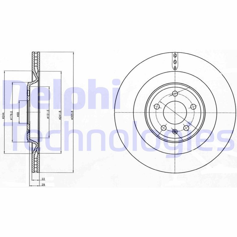DELPHI BG4387C: Piduriketas Ø: 356mm, õhutusega, Ø: 356mm, kaetud