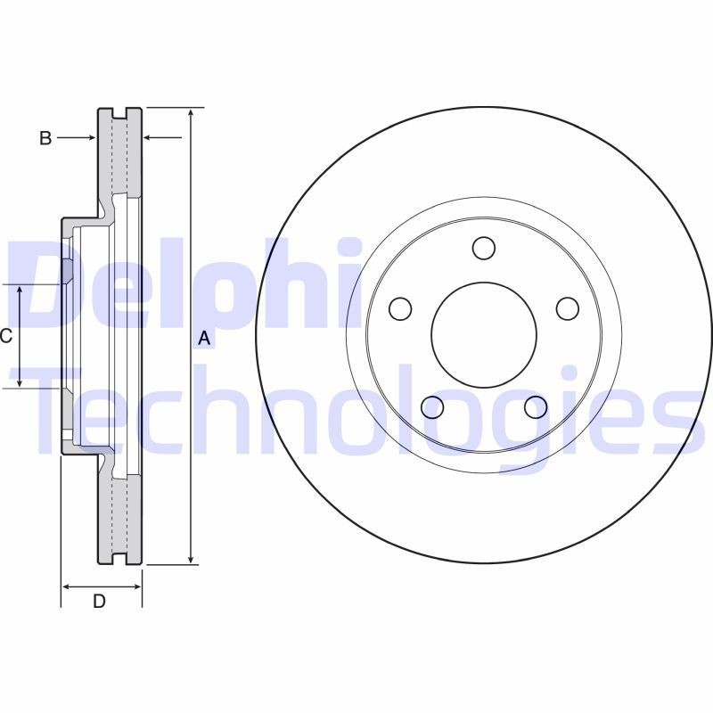 DELPHI BG4562C: Piduriketas Ø: 297mm, õhutusega, Ø: 297mm, kaetud
