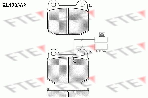 FTE BL1205A2: Комплект спирачно феродо, дискови спирачки