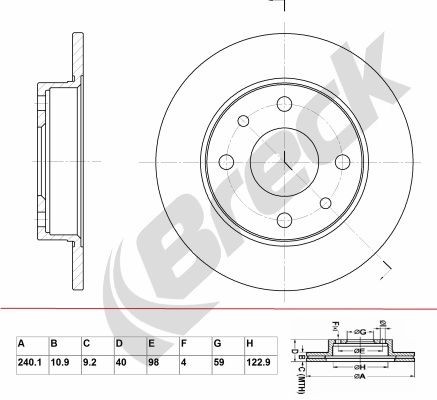 BRECK BR 002 SA100: Piduriketas Ø: 240mm, täis, Hallmalm, Ø: 240mm, kaetud, ilma rattalaagrita