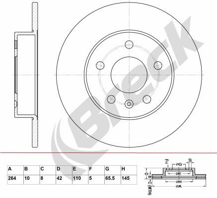 BRECK BR 008 SA100: Piduriketas Ø: 264mm, täis, Hallmalm, Ø: 264mm, kaetud, koos rattakinnituspoltidega, ilma rattalaagrita