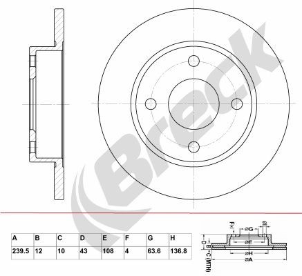 BRECK BR 024 SA100: Piduriketas Ø: 240mm, täis, Hallmalm, Ø: 240mm, kaetud, ilma rattalaagrita