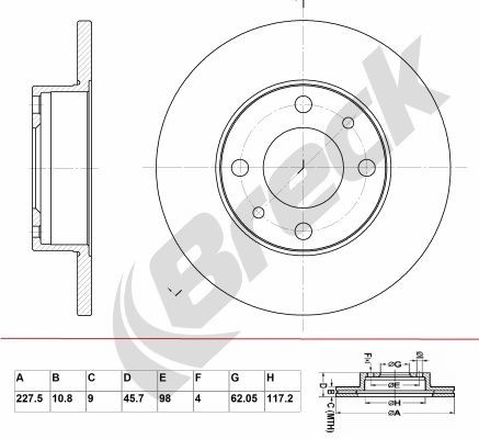 BRECK BR 046 SA100: Piduriketas Ø: 227,5mm, täis, Hallmalm, Ø: 227,5mm, kaetud, ilma rattalaagrita
