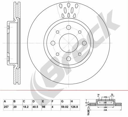 BRECK BR 324 VA100: Piduriketas Ø: 257mm, õhutusega, Ø: 257mm, kaetud, ilma rattalaagrita