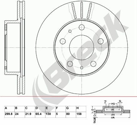 BRECK BR 348 VA100: Piduriketas Ø: 299,8mm, õhutusega, Ø: 299,8mm, kaetud, ilma rattalaagrita