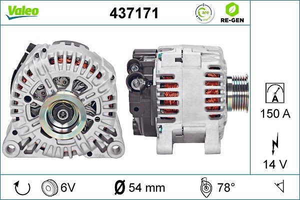 VALEO 437171: Laturi 150A REMANUFACTURED PREMIUM