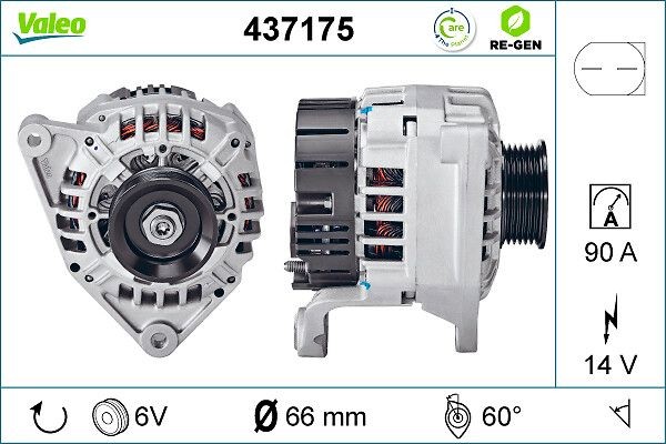 VALEO 437175: Laturi 90A REMANUFACTURED PREMIUM