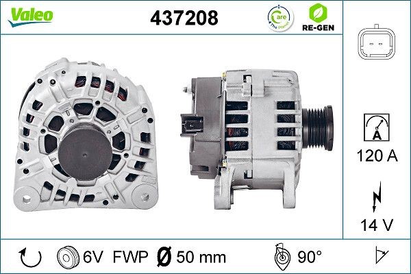 VALEO 437208: Kintamosios srovės generatorius 120A REMANUFACTURED PREMIUM
