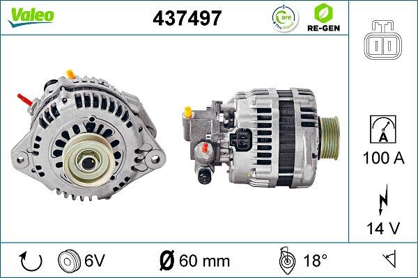 VALEO 437497: Laturi 100A REMANUFACTURED PREMIUM