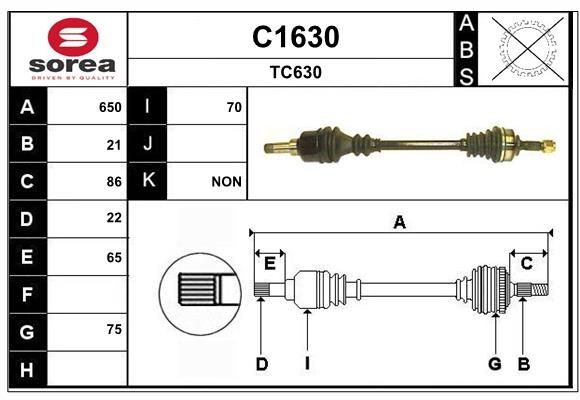 SNRA C1630: Hajtótengely 650mm