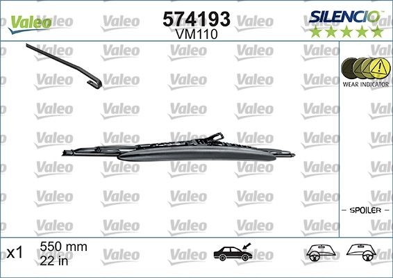 VALEO 574193: Scheibenwischer vorne, 550mm SILENCIO CONVENTIONAL SINGLE