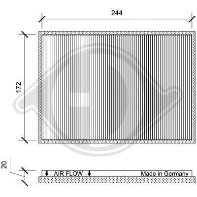 DIEDERICHS DCI0161: Filtrs, Salona telpas gaiss Smalkās attīrīšanas salona filtrs, Climate