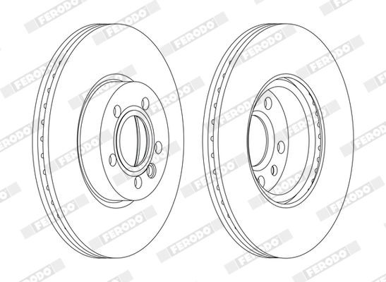 FERODO DDF1160C: Stabdžių diskas Ø: 313mm, ventiliuojama, Ø: 313mm, padengta, be varžtų PREMIER