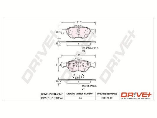 Dr!ve+ DP1010.10.0154: Piduriklotsid Esisild, koos vedruga, koos kleepfooliumiga