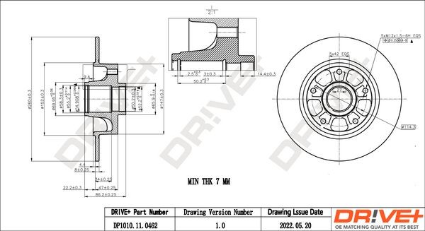 Dr!ve+ DP1010.11.0462: Piduriketas Tagasild, Ø: 260mm, täis, Ø: 260mm, koos rasvakattega, koos rattalaagriga, koos integreeritud magnetilise anduriga