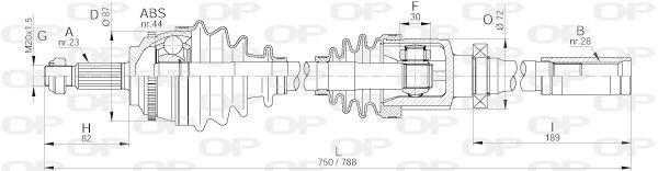 OPEN PARTS DRS6300.00: Arbre de transmission Essieu avant droit, 750mm
