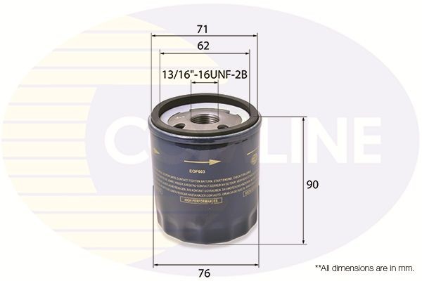 COMLINE EOF003: Eļļas filtrs ar atgriezējvārstu