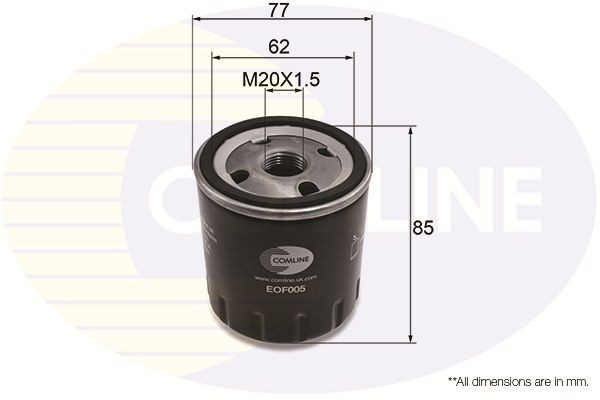COMLINE EOF005: Eļļas filtrs ar atgriezējvārstu