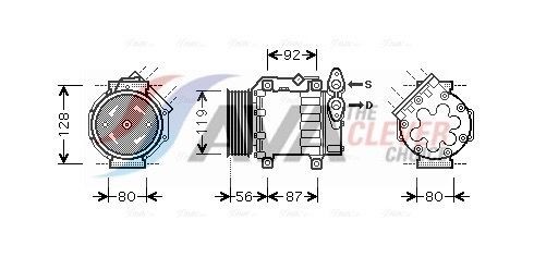 AVA COOLING SYSTEMS FDAK431: Kliimakompressor ** CLEVER FIT ** PAG-kompressoriõliga, koos magnetsiduriga, koos dioodiga