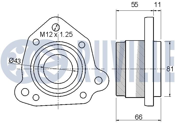 RUVILLE 55485: Įtempiklio skriemulys, V formos rumbuotas diržas Ø: 81,00mm, Ø: 81,00mm
