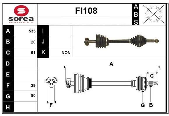 SERA FI108: Drivaxel 535mm