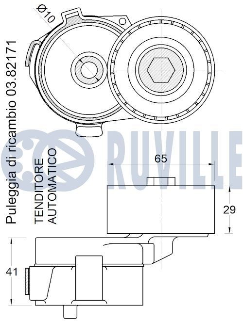 RUVILLE 58803: Poulie, tendeur de courroie d'accessoire Ø: 74,0mm, Ø: 74,00mm