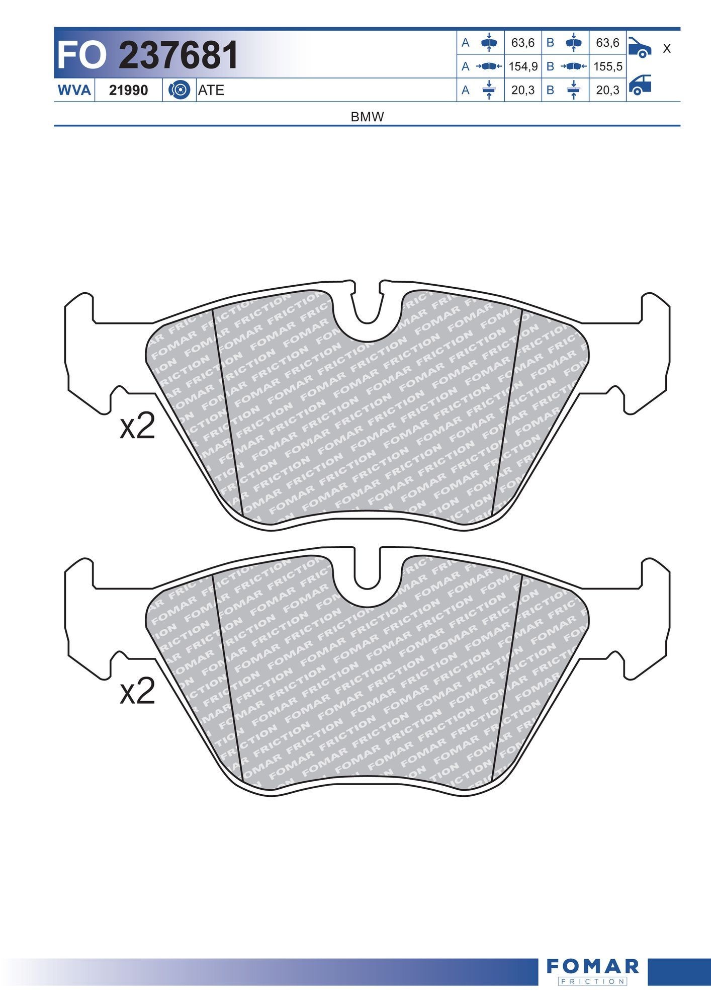 FOMAR Friction FO 237681: Piduriklotsid