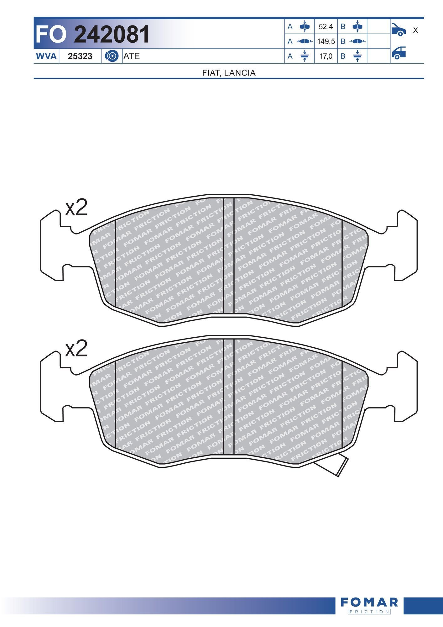 FOMAR Friction FO 242081: Bremseklodser