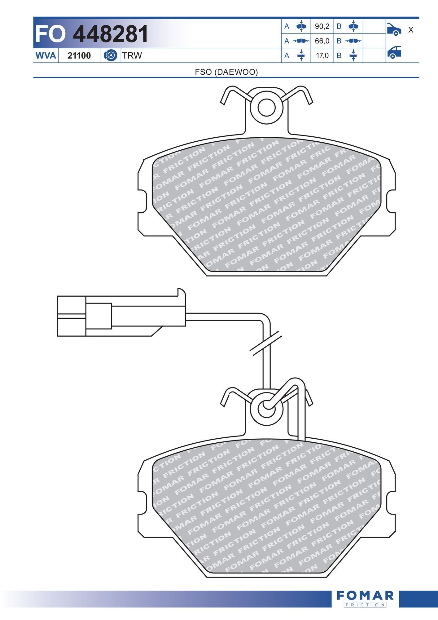 FOMAR Friction FO 448281: Bremseklodser