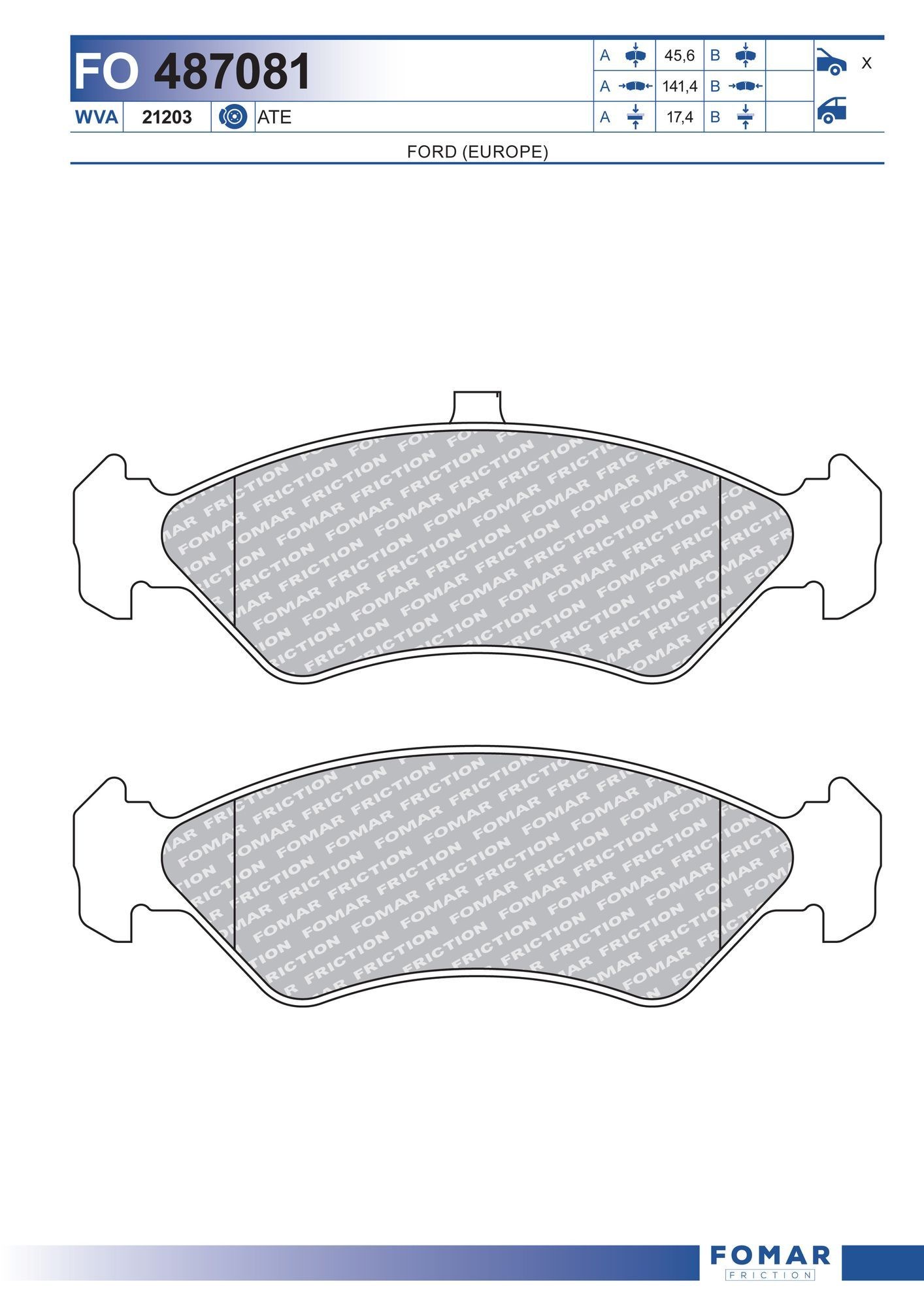 FOMAR Friction FO 487081: Piduriklotsid